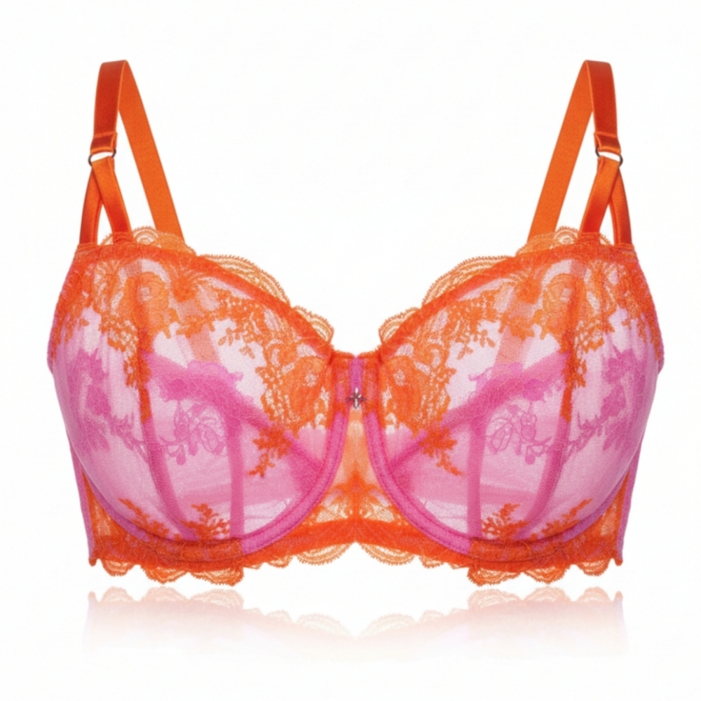 NWT Savage X Fenty | Sorry X Not Sorry | 42D Pink and Orange Lace Bra